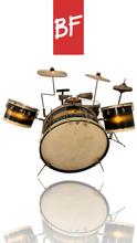 Load image into Gallery viewer, 1940 Leedy No. 5385 "The Improved Swingster" Outfit in Bi-Color Black and Gold Lacquer