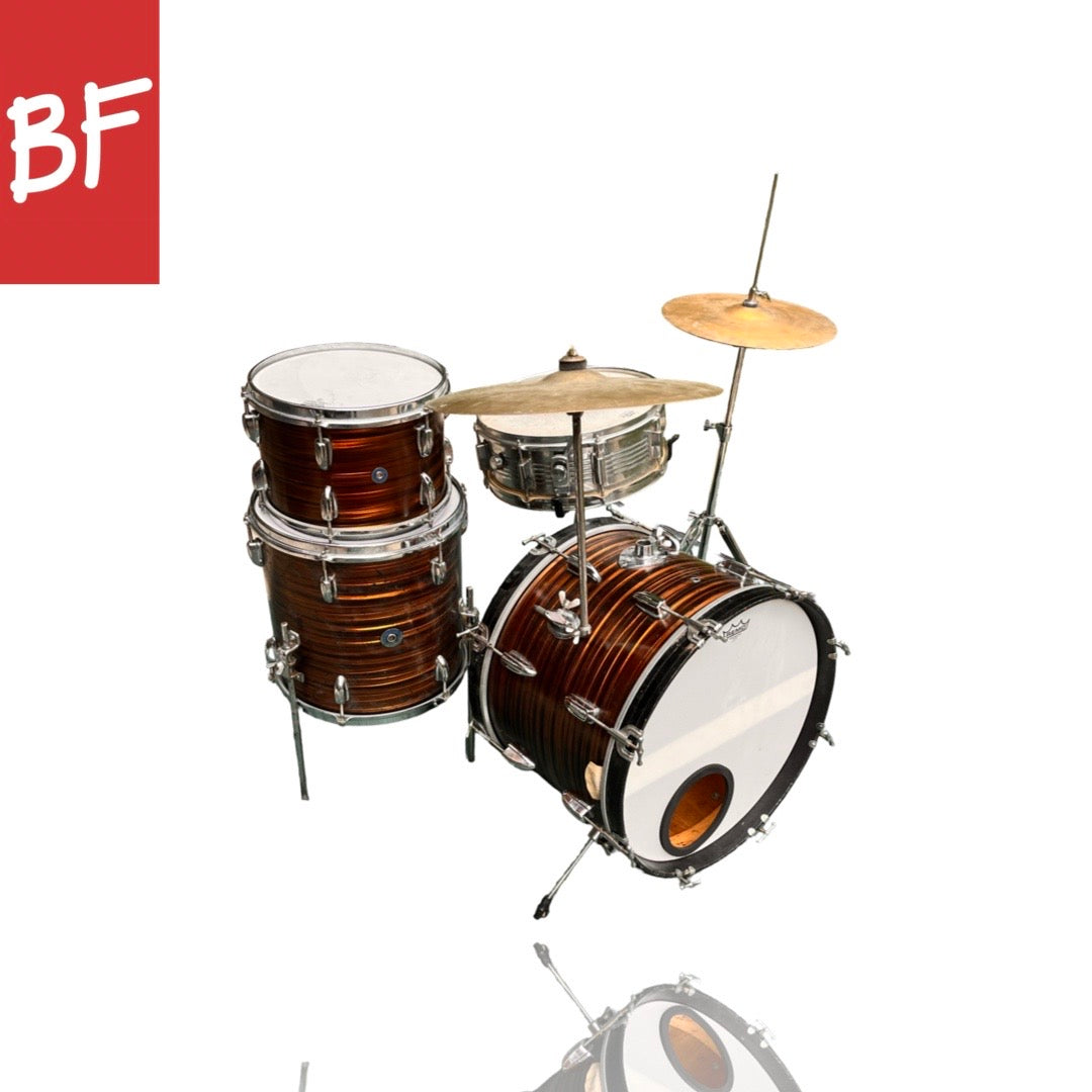 1960's MIJ Zim-Gar 4pc Drum Kit in Tiger's Eye – Byrd Finds