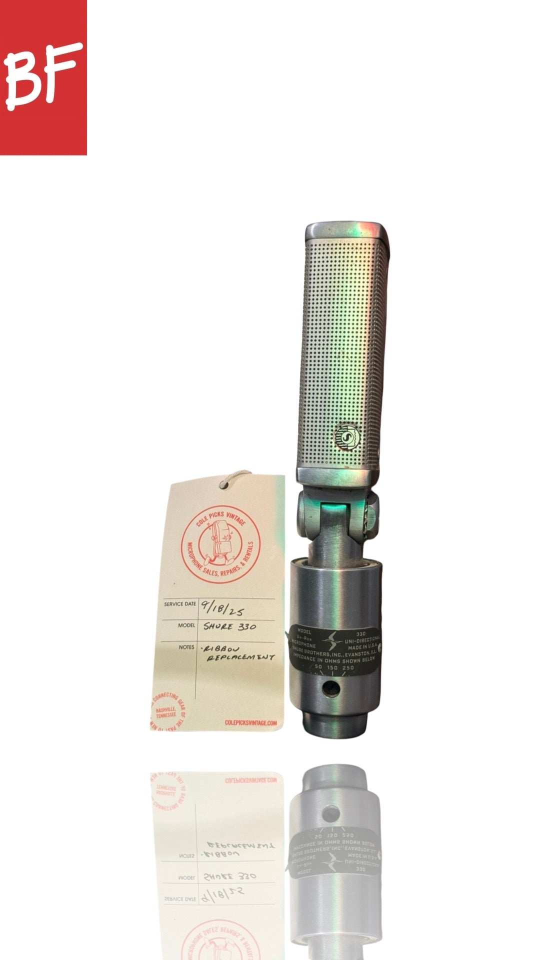 1960’s Shure 330 Uni-Ron Supercardioid Ribbon Mic