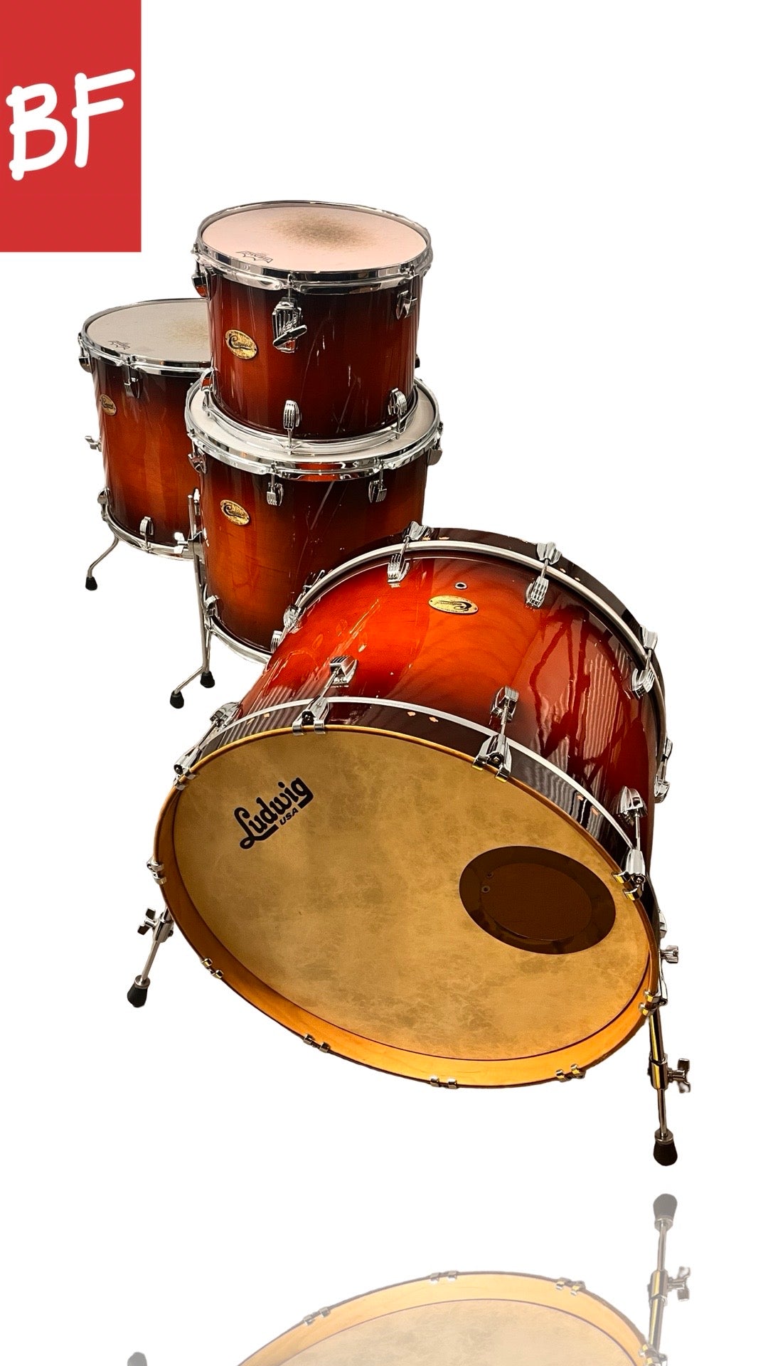 Ludwig Cenntennial Moto 4pc Maple Kit in Mahoghany Burst